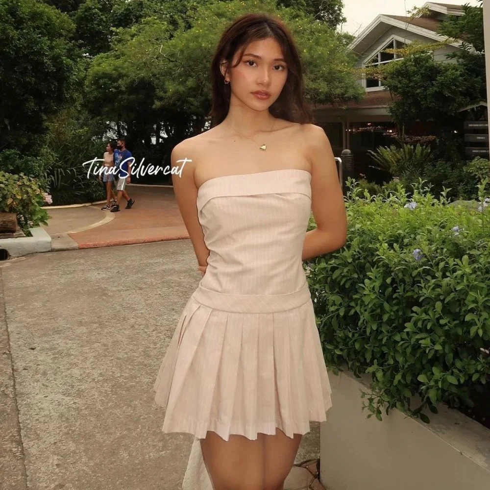 Zara Strapless Mini Pleated Dress Pale Pink NWT_10